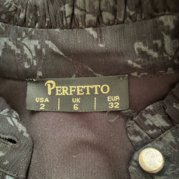 Black Ruffle-Trim Long Sleeve Button-Front Midi Dress - Picture 3 of 3